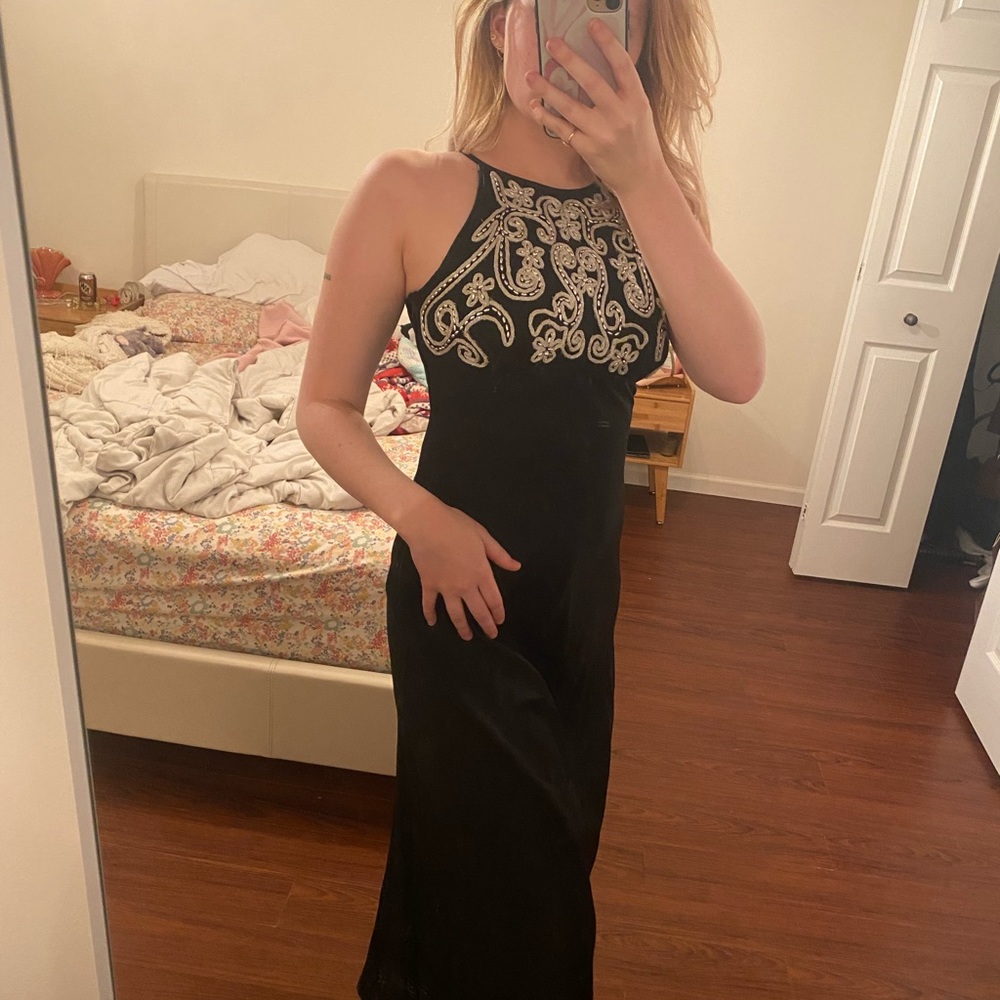 Black halter top 90s dress